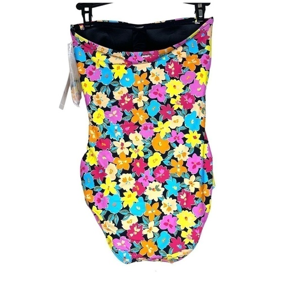 NEW Anne Cole Multicolour Floral Twist and Shirred Front One Piece Swimsuit US 6 - Picture 5 of 10